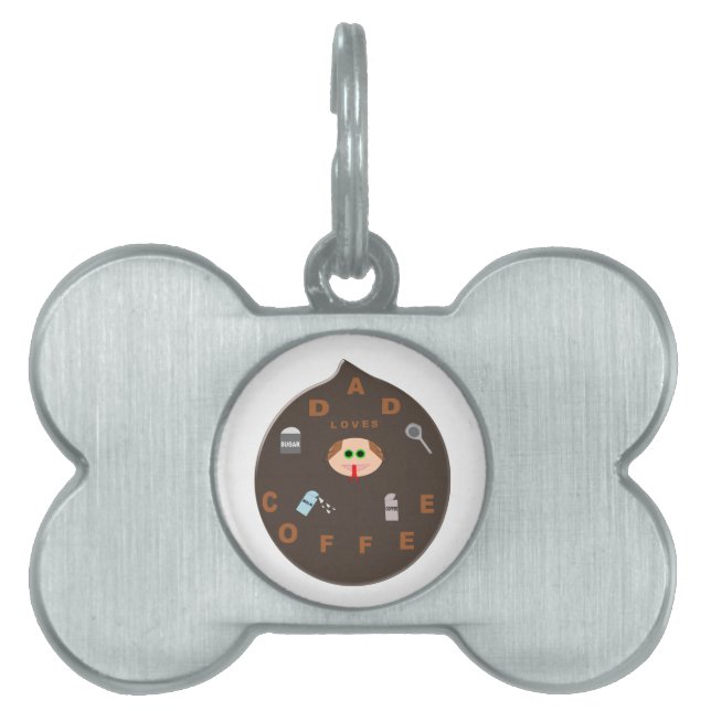 Funny Dad Monster Loves Coffee Pet Tag (Front)