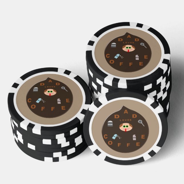 Funny Dad Monster Loves Coffee Poker Chips (Stack)