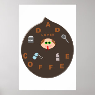 Funny Dad Monster Loves Coffee Poster