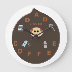 Funny Dad Monster Loves Coffee Wall Clock