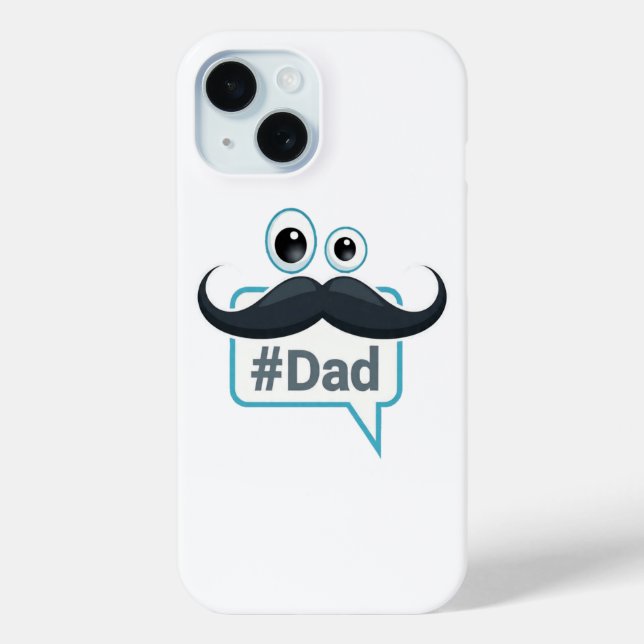 Funny #Dad Moustache Eyes iPhone 15 Case (Back)