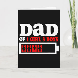 Funny Dad Of 1 Girl 3 Boys From Son Daughter Fathe Card