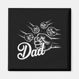 Funny Dad Of Four Toddler Kids Fathers Day Fist Bu Magnet