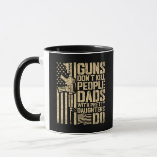 Funny Dad of Pretty Daughters Patriotic Flag Mug