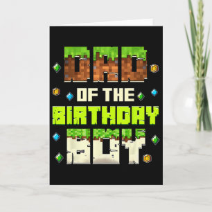 Funny Dad Of The Birthday Boy Video Gamer Pixel Bd Card