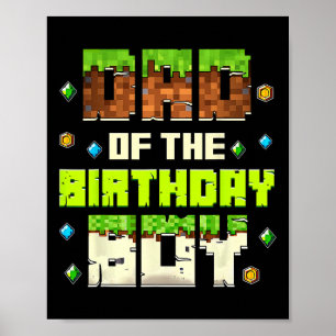 Funny Dad Of The Birthday Boy Video Gamer Pixel Bd Poster