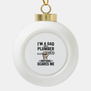 Funny Dad Plumber Vintage Engraving Shirt Design_1 Ceramic Ball Christmas Ornament