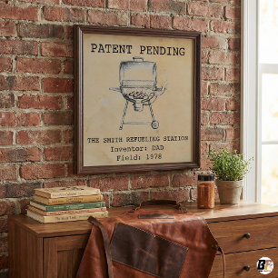 Funny Dad "Refueling Station" Vintage Grill Patent Poster