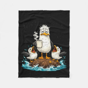 Funny Dad Seagull Fathers Day Seagulls Humour Ocea Fleece Blanket