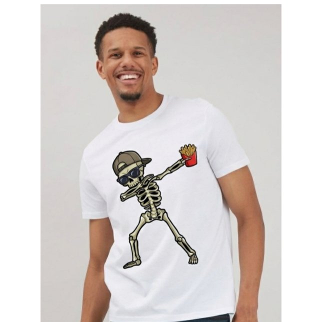 Funny Dad Shirt Skeleton Eating Fries (Creator Uploaded)