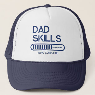 Funny Dad Skills Downloading New Dad Blue Trucker Hat