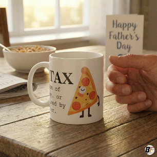Funny "Dad Tax" Definition & Cute Pizza Graphic Cu Coffee Mug