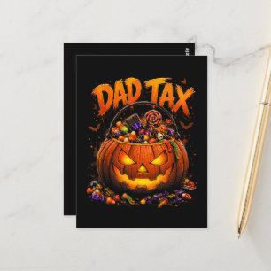 Funny Dad Tax Halloween Pumpkin Postcard