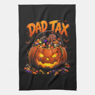 Funny Dad Tax Halloween Pumpkin Tea Towel