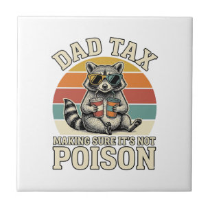 Funny Dad Tax Racoon Vintage T-Shirt Design_1 Ceramic Tile