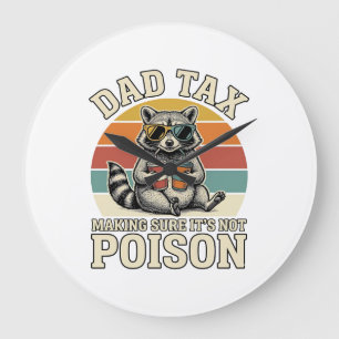 Funny Dad Tax Racoon Vintage T-Shirt Design_1 Large Clock