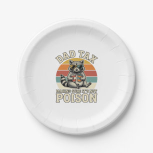 Funny Dad Tax Racoon Vintage T-Shirt Design_1 Paper Plate