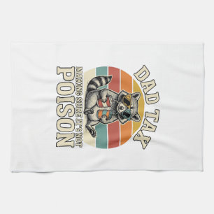 Funny Dad Tax Racoon Vintage T-Shirt Design_1 Tea Towel