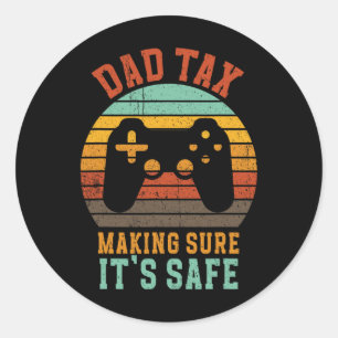 Funny Dad Tax Retro Gamer Controller Father’s Day Classic Round Sticker
