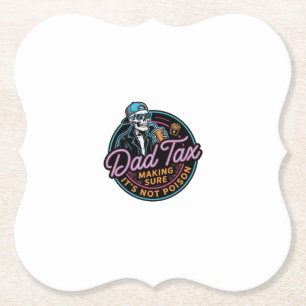 Funny Dad Tax Skeleton Vintage Engraving Shirt Des Paper Coaster
