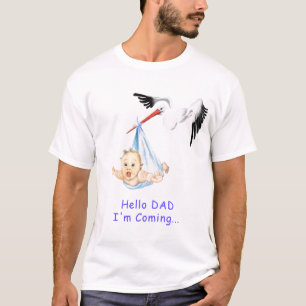 Funny Dad To Be T-Shirt with Stork Carrying Baby