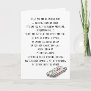 Funny Dad TV Sports Fan Valentine Card