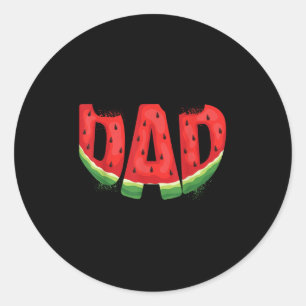 Funny Dad Watermelon Summer Fruit Family Matching Classic Round Sticker