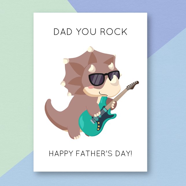 Funny Dad You Rock Dinosaur Pun Father's Day Card (Creator Uploaded)