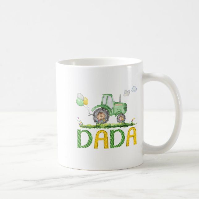 Funny Dada Birthday Boy Tractor Farm Truck Matchin Coffee Mug (Right)