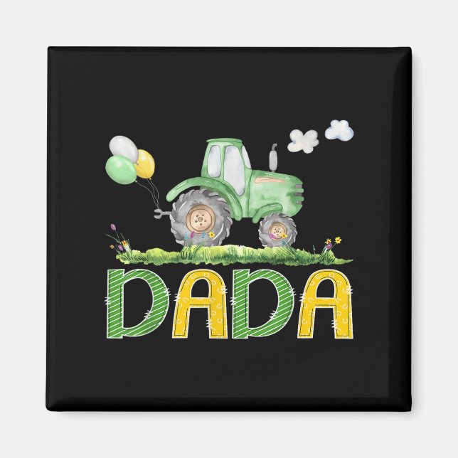 Funny Dada Birthday Boy Tractor Farm Truck Matchin Magnet (Front)