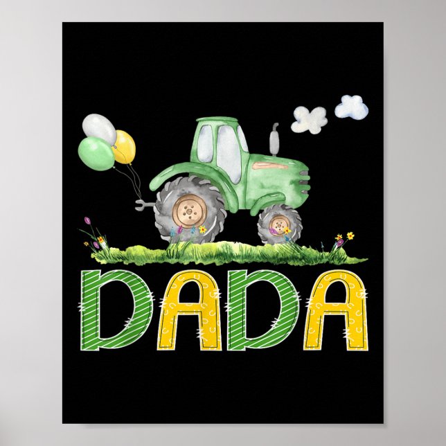 Funny Dada Birthday Boy Tractor Farm Truck Matchin Poster (Front)