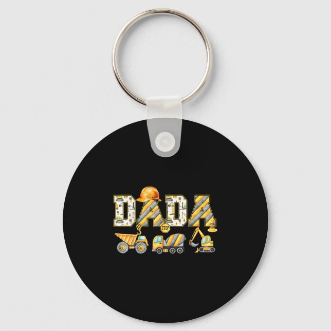 Funny Dada Construction Excavator Kids Matching Fa Key Ring (Front)