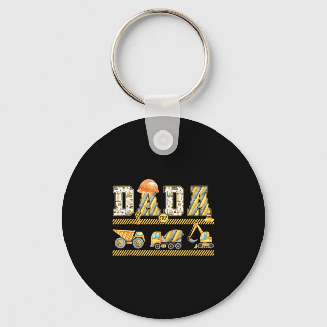 Funny Dada Construction Excavator Kids Matching Fa Key Ring (Front)