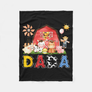 Funny Dada Farm Cow Birthday Matching Fleece Blanket