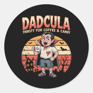 Funny Dadcula Halloween Dad Dracula Costume Classic Round Sticker