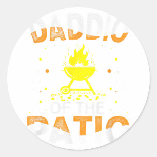 Funny Daddio Of The Patio Fathers Day Bbq Grill Da Classic Round Sticker