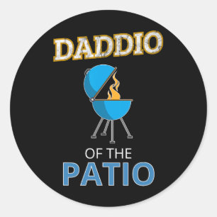 Funny Daddio Of The Patio Fathers Day Bbq Grill Da Classic Round Sticker