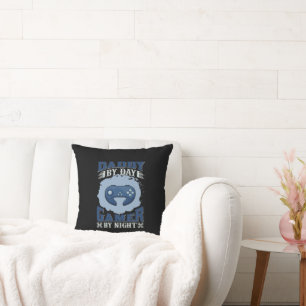 Funny Daddy Gamer word art  Cushion