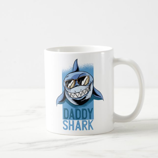 Funny DADDY SHARK Fathers Day Birthday Gift Custom Coffee Mug (Right)