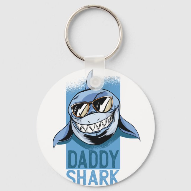 Funny DADDY SHARK Fathers Day Birthday Gift Custom Key Ring (Front)