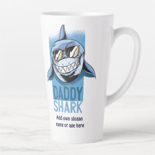 Funny DADDY SHARK Fathers Day Birthday Gift Custom Latte Mug