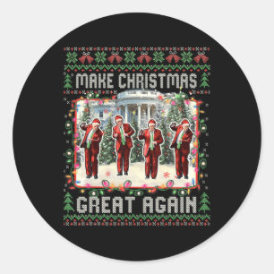 Funny Daddy's Home Trump Ugly Christmas Sweater Xm Classic Round Sticker