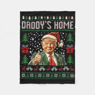 Funny Daddy's Home Trump Ugly Christmas Sweater Xm Fleece Blanket