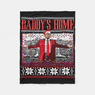 Funny Daddy's Home Trump Ugly Christmas Sweater Xm Fleece Blanket