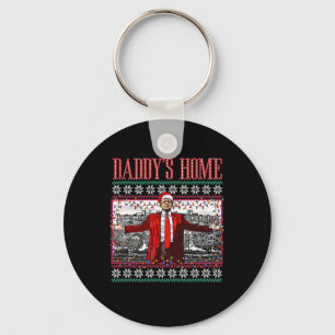 Funny Daddys Home Trump Ugly Christmas Sweater Xma Key Ring