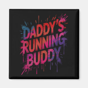 Funny daddy's running buddy dad half marathon magnet