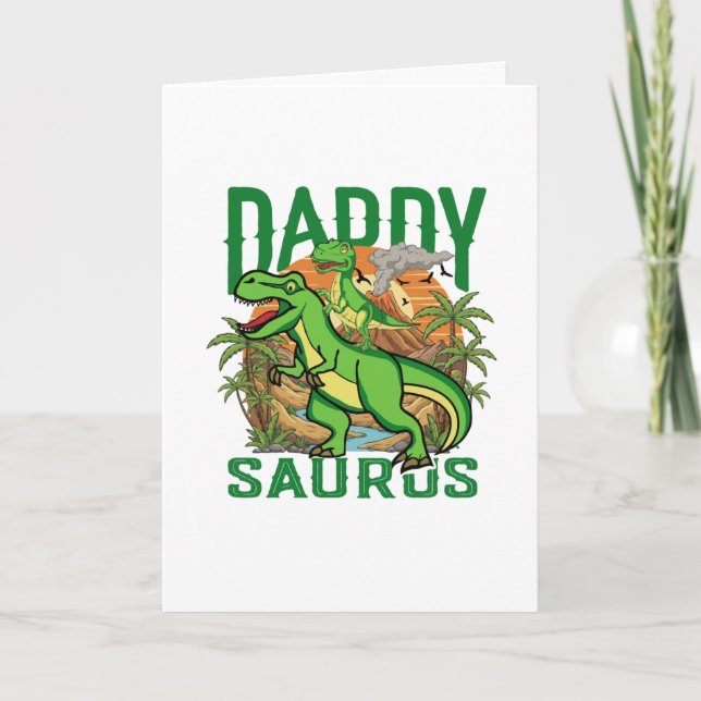 Funny Daddysaurus T-Rex Dinosaur | Dad & Kid Gift Card (Front)