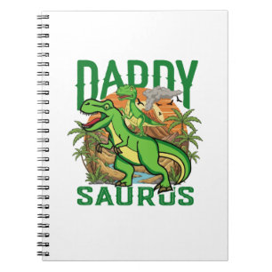 Funny Daddysaurus T-Rex Dinosaur Dad & Kid Gift Notebook