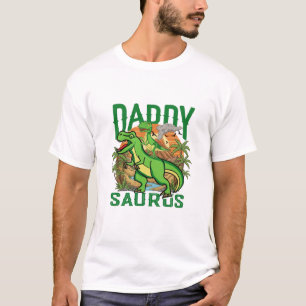 Funny Daddysaurus T-Rex Dinosaur Dad & Kid Gift T-Shirt
