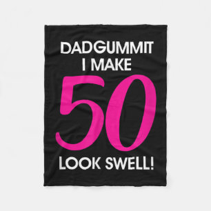 Funny Dadgummit Phrase 50th Birthday, Fifty Graphi Fleece Blanket